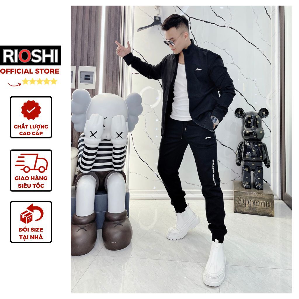 Bộ nỉ thể thao nam kéo khoá cao cấp dày dặn hàng hiệu Rioshi RD67 - Set bộ thu đông nam dài tay 2023 Hàng Xuất Dư