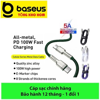 Cáp sạc baseus type c 100w, cáp sạc siêu nhanh 100w baseus cafule series metal data cable type c to type c