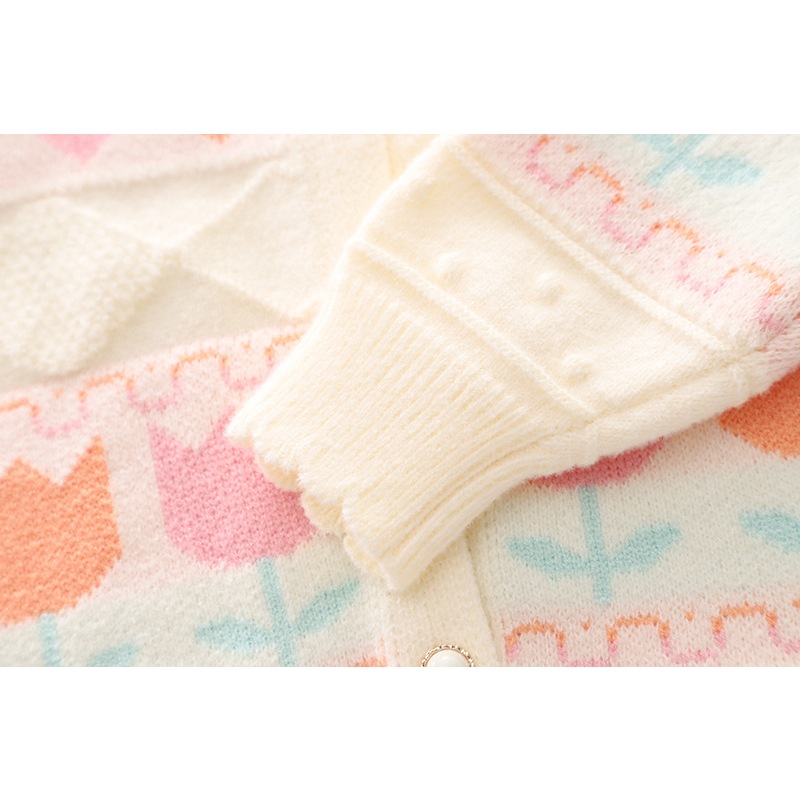 Áo khoác cardigan len bé gái, chất đẹp dầy dặn, dáng xinh, len đanh mềm giữ nhiệt tốt, hình thêu cherry dễ thương | MA22