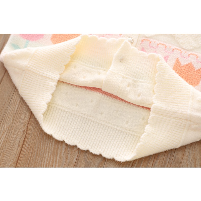 Áo khoác cardigan len bé gái, chất đẹp dầy dặn, dáng xinh, len đanh mềm giữ nhiệt tốt, hình thêu cherry dễ thương | MA22