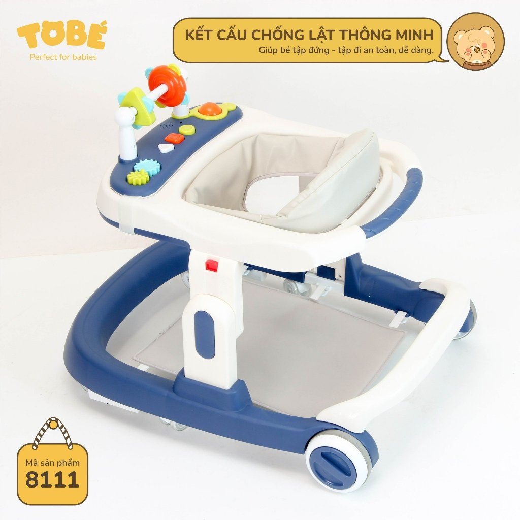 Xe tập đi Nica 2.0 new 3 trong 1 có bàn ăn dặm kèm đồ chơi phát nhạc tay cầm vuông chống lật an toàn cho bé lunakidsbaby