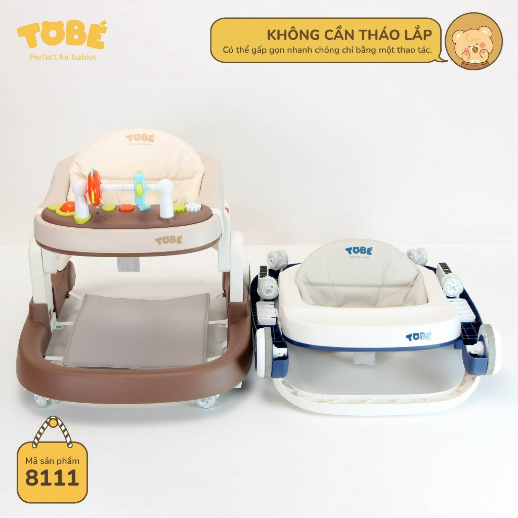 Xe tập đi Nica 2.0 new 3 trong 1 có bàn ăn dặm kèm đồ chơi phát nhạc tay cầm vuông chống lật an toàn cho bé lunakidsbaby