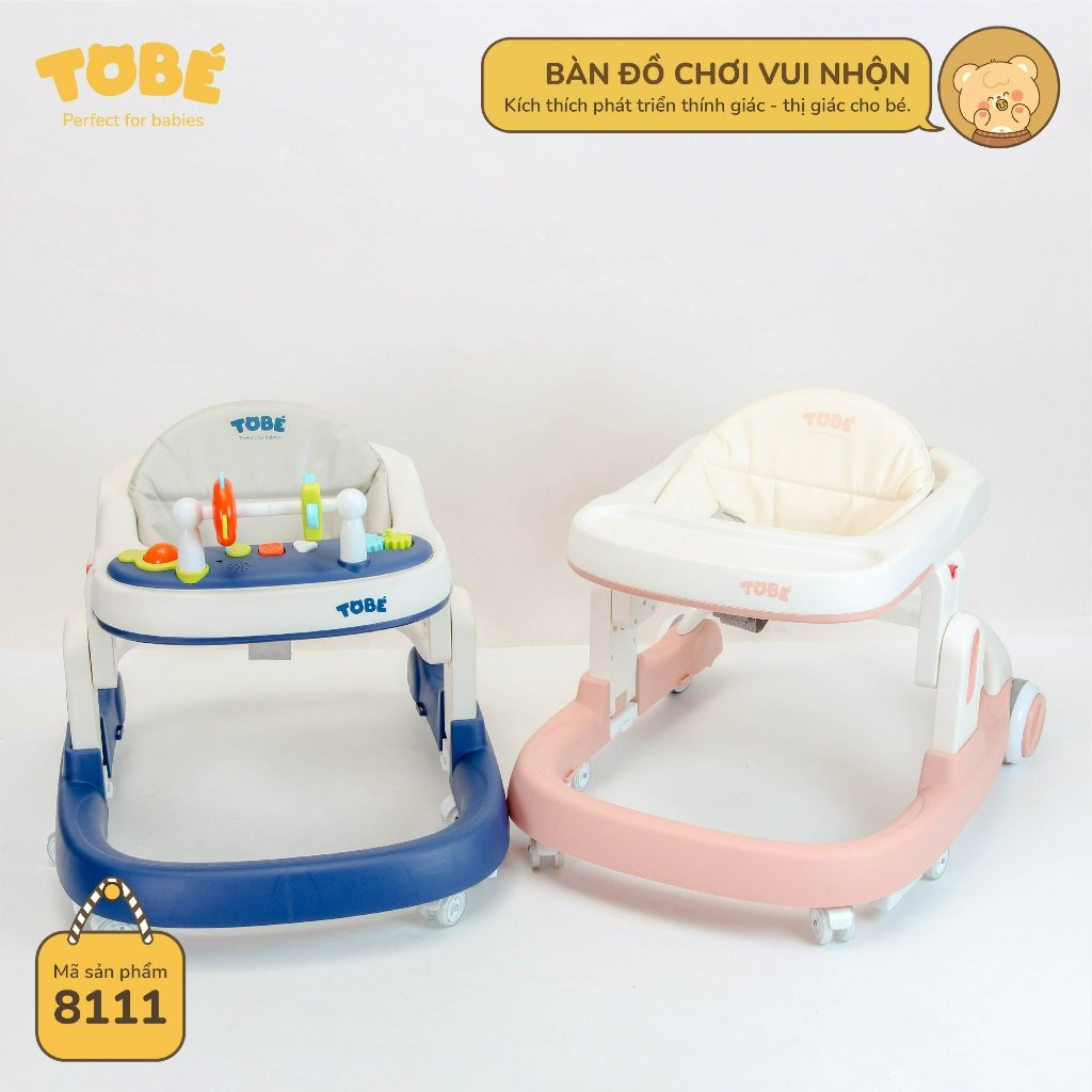 Xe tập đi Nica 2.0 new 3 trong 1 có bàn ăn dặm kèm đồ chơi phát nhạc tay cầm vuông chống lật an toàn cho bé lunakidsbaby