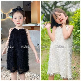 XẢ KHO - Váy cổ yếm tiểu thư lông vũ mềm mịn cho bé gái - CICI DRESS by KIDDIMI  không gây ngứa  