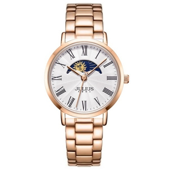 Đồng Hồ Nữ Julius Hàn Quốc dây da JA-1308LA lịch mặt trăng