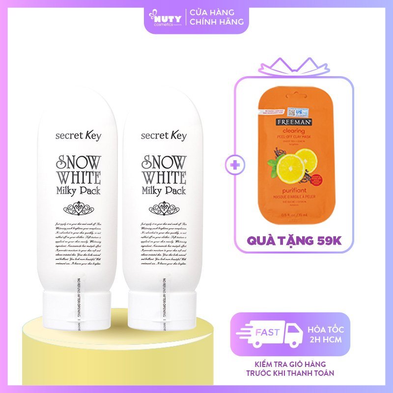Combo 2 Kem Ủ Trắng Secret Key Snow White Milky Pack (200ml x 2)