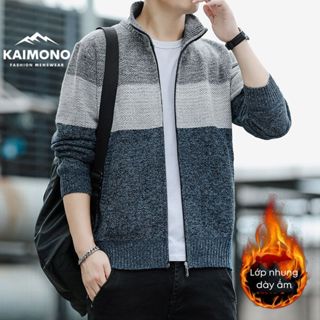  Áo khoác len nam có khoá mùa đông siêu ấm KAIMONO Áo khoác bomber nam lót lông cố đứng chất len giữ nhiệt KP082 