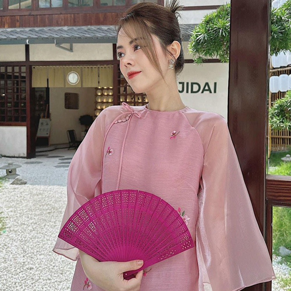 Áo Dài Cách Tân Nữ 4 Tà Dáng Suông Đính Nơ XZ22