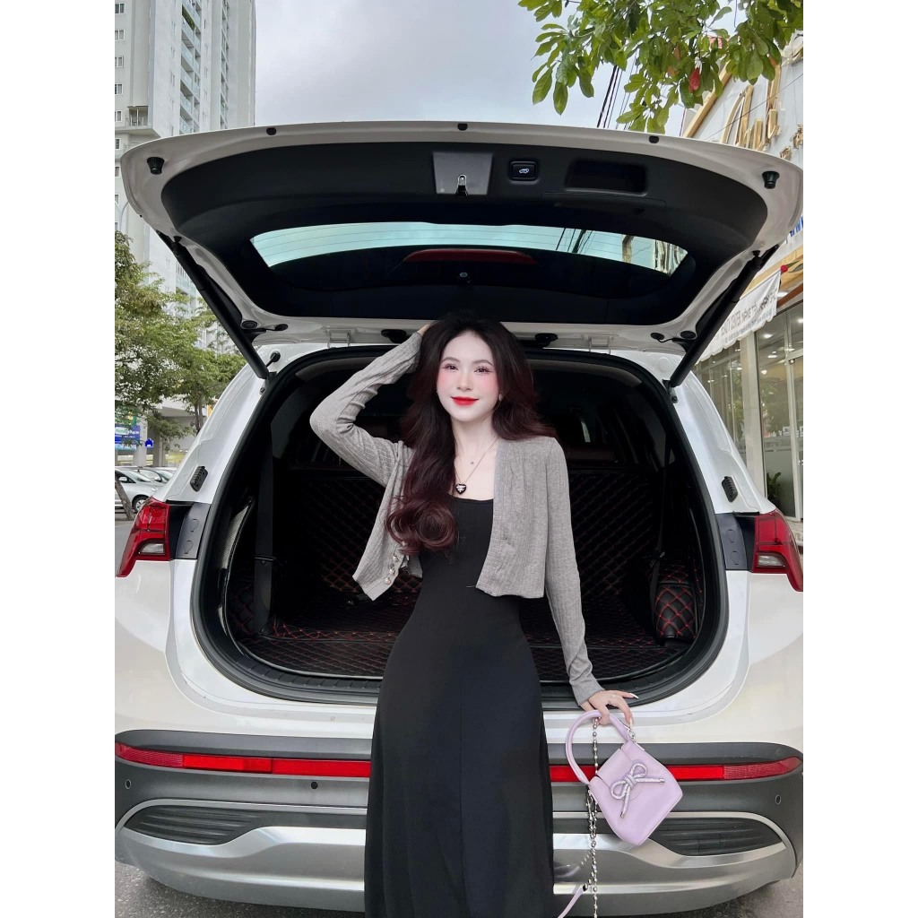 Set bộ đồ nữ váy 2 dây body thun trơn tone màu đen xòe mix áo khoác croptop tôn dáng, nhẹ nhàng dành cho các nàng yêu