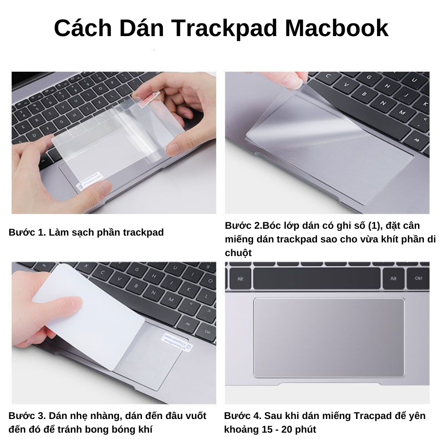 Miếng dán Trackpad trong suốt dành cho Macbook Pro, Macbook Air M1 M2 chống trầy xước