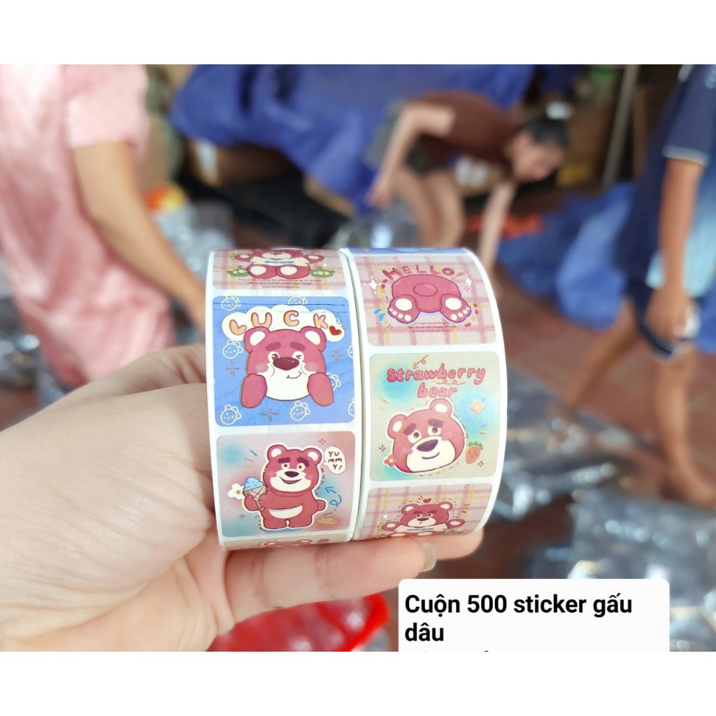 Nhãn dán 500 sticker Gấu dâu, shin, anime, pochacco,sanrio, kuromi dùng trang trí