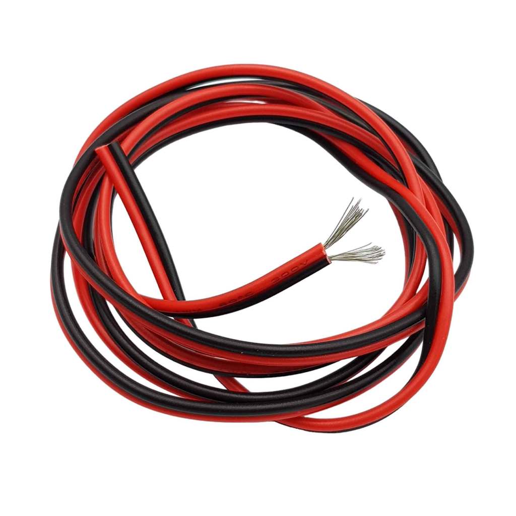 1 mét Dây điện đôi đỏ đen nhiều lõi đồng mạ kẽm 22 AWG 0.3mm / 20 AWG 0.5mm