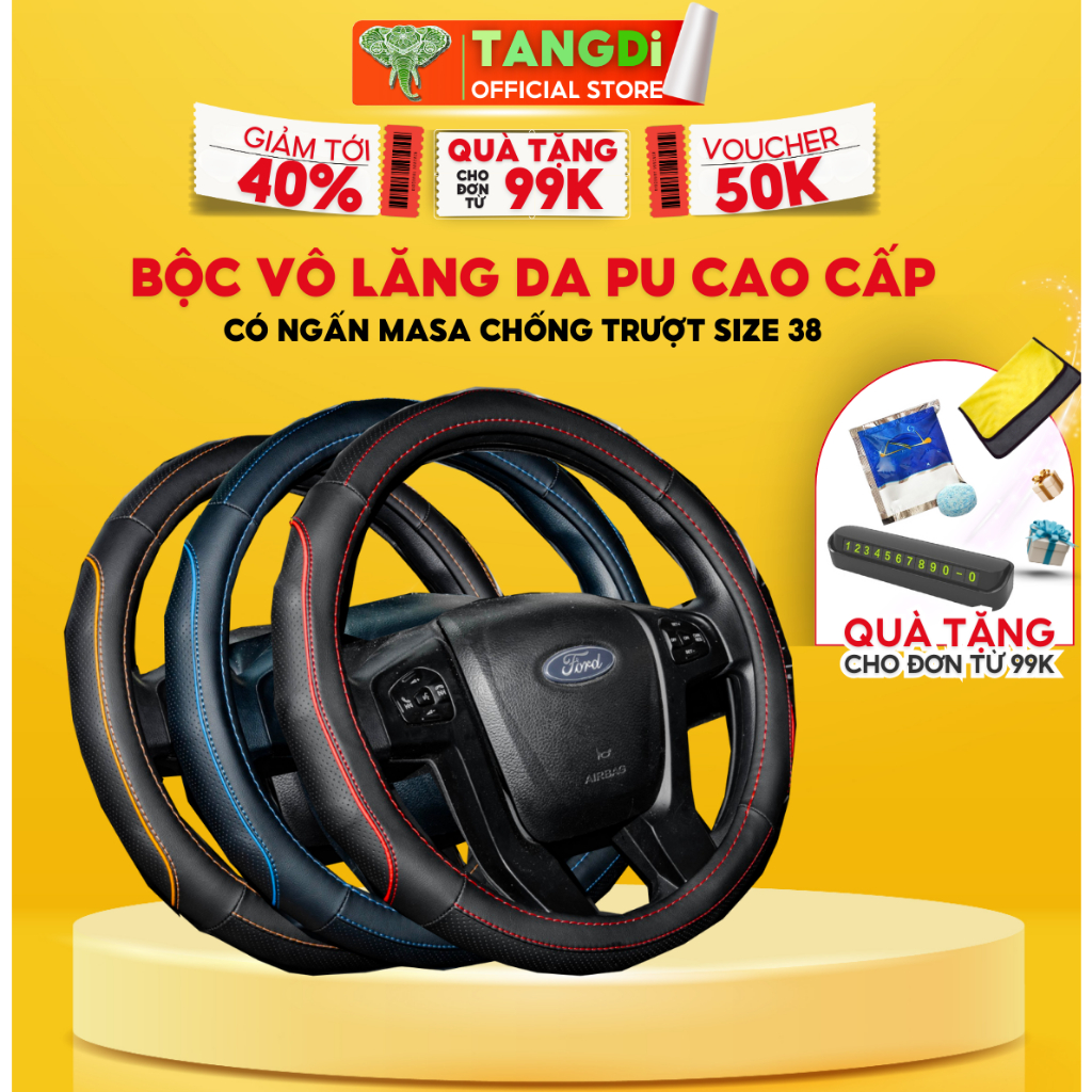 A16 Bộc vô lăng da Nappa mã 112 cao cấp có ngấn masa chống trượt êm tay TANGDi dành cho các xe có cần lái size 38