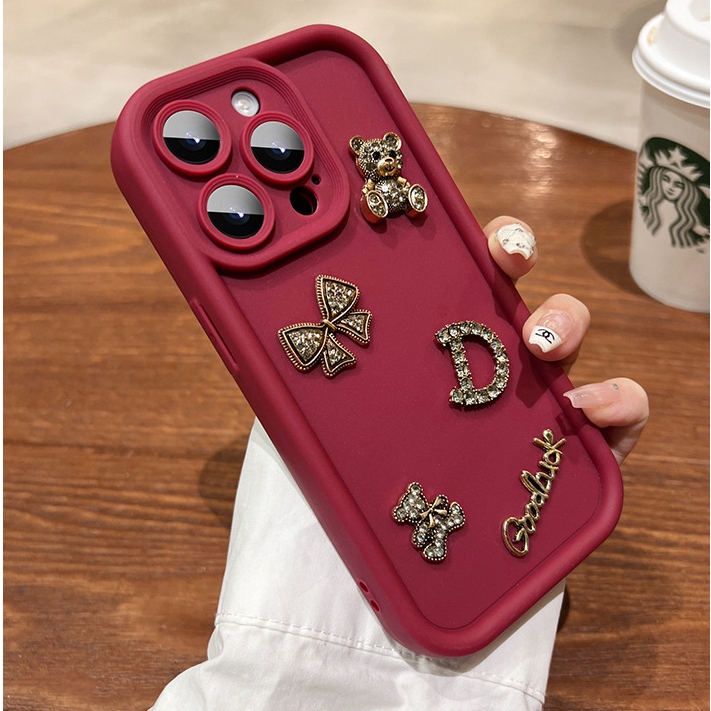 Ốp lưng điện thoại aiphone basic gắn charm D 7plus 8plus x xsmax 11 11promax 12 promax 13 13promax 14promax 15promax -H6