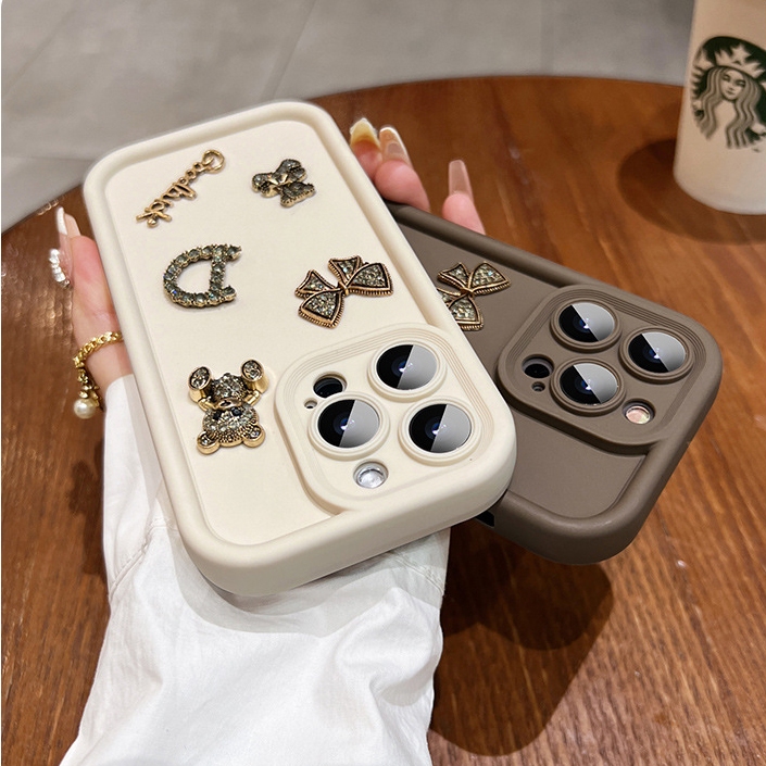 Ốp lưng điện thoại aiphone basic gắn charm D 7plus 8plus x xsmax 11 11promax 12 promax 13 13promax 14promax 15promax -H6