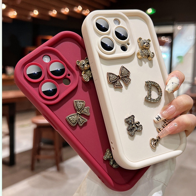 Ốp lưng điện thoại aiphone basic gắn charm D 7plus 8plus x xsmax 11 11promax 12 promax 13 13promax 14promax 15promax -H6