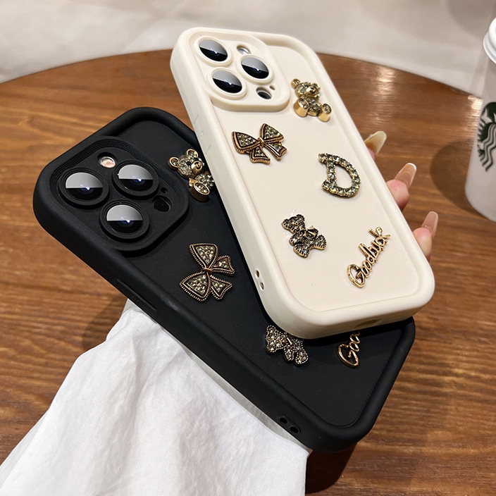 Ốp lưng điện thoại aiphone basic gắn charm D 7plus 8plus x xsmax 11 11promax 12 promax 13 13promax 14promax 15promax -H6