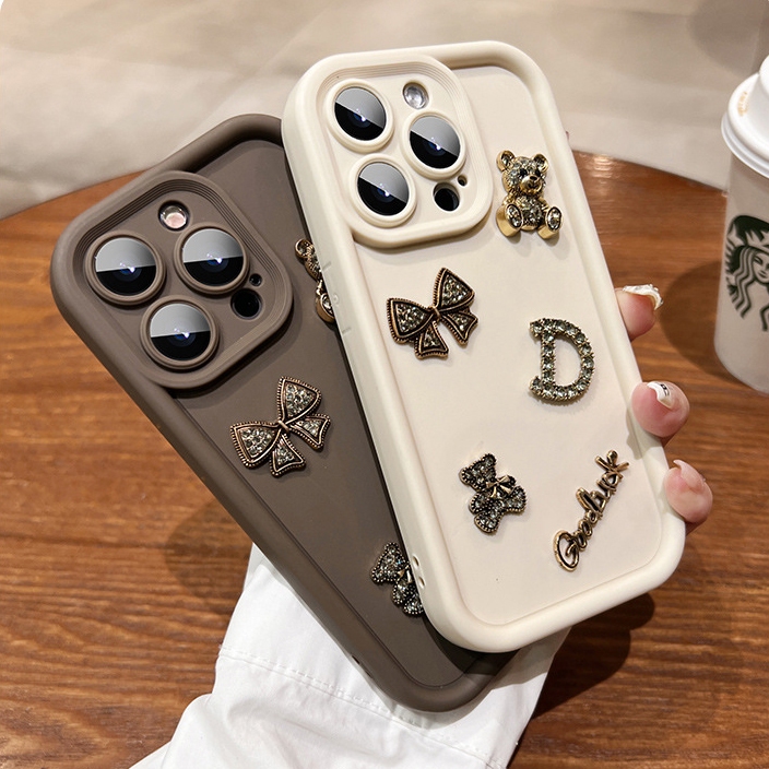 Ốp lưng điện thoại aiphone basic gắn charm D 7plus 8plus x xsmax 11 11promax 12 promax 13 13promax 14promax 15promax -H6