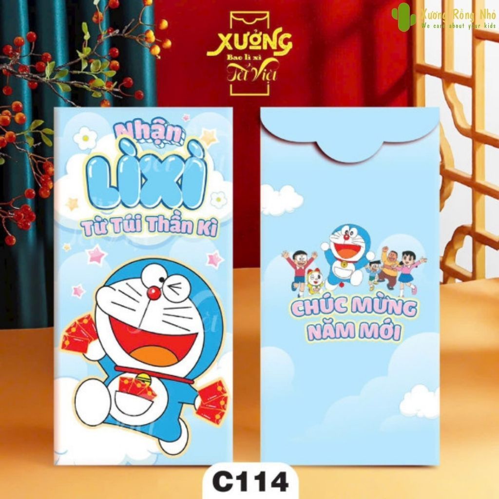 Combo 10 Bao Lì Xì Tết Hoạt Hình Doraemon Kitty Gấu Dâu Lotso Dễ Thương Xuân Giáp Thìn 2024 Deperier