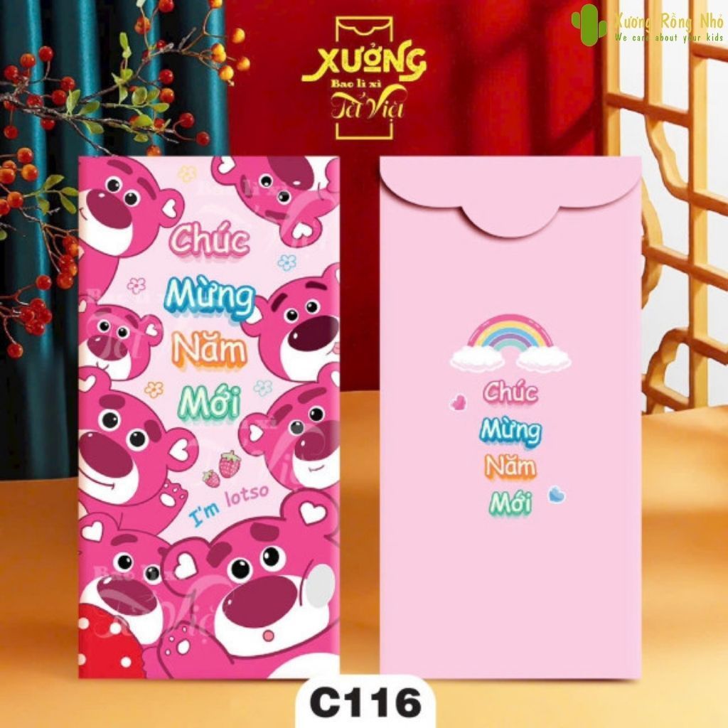 Combo 10 Bao Lì Xì Tết Hoạt Hình Doraemon Kitty Gấu Dâu Lotso Dễ Thương Xuân Giáp Thìn 2024 Deperier