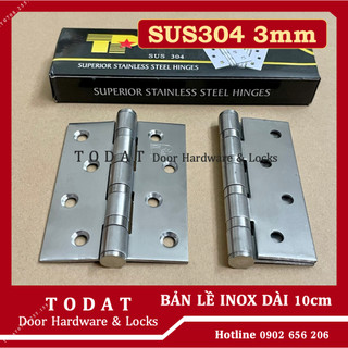 1 cặp bản lề cửa đi dài 10cm inox 304 dày 3mm gồm vít