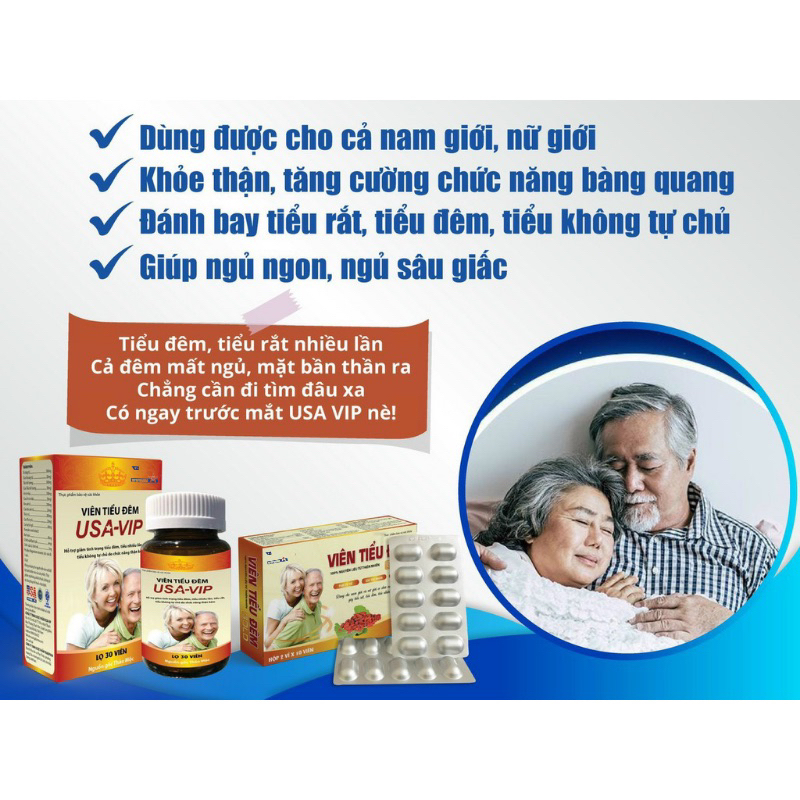 Viên Tiểu Đêm USA VIPSPHARMA - Bổ Thận, Giảm Đi Tiểu Nhiều Lần, Tiểu Mót, Tiểu Đêm, 100% Thảo Dược Thiên Nhiên