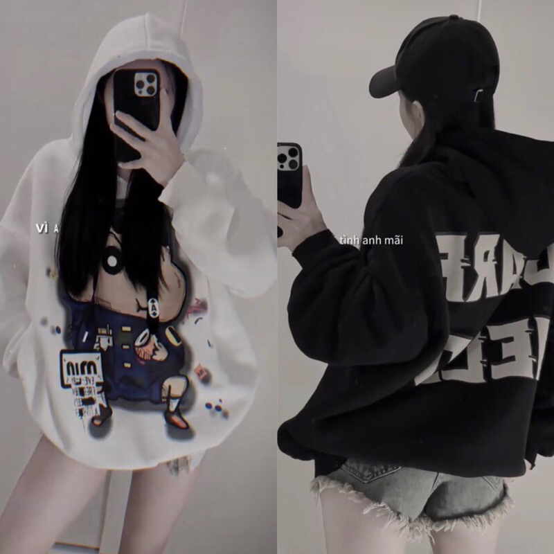 Áo Nỉ Hooodie Nữ , Áo sweater nam nữ qcl1 phom rộng NM Zimi