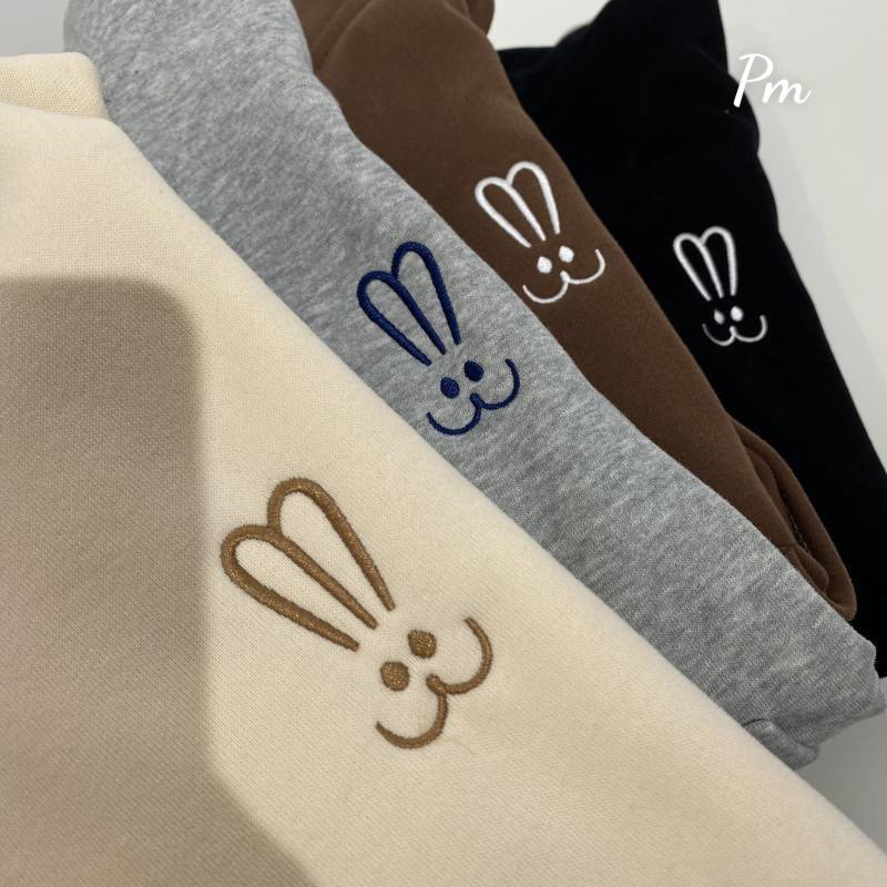 Áo khoá mũ hai lớp logo thỏ nỉ lót bông form thụng