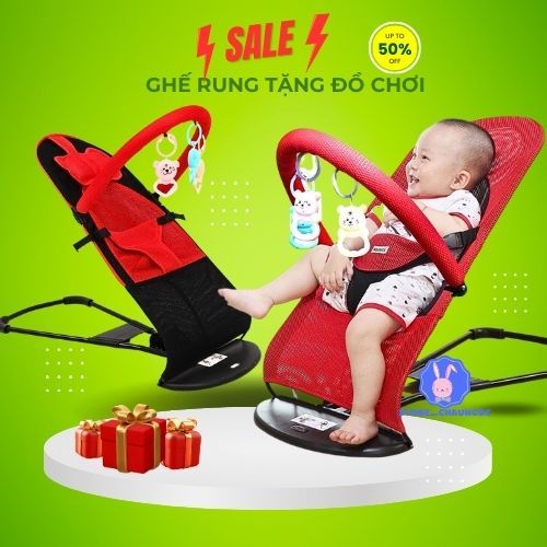 ⚡Ghế nhún chuẩn hãng ⚡có rung cho bé + Tặng thanh treo đồ chơi⚡ .