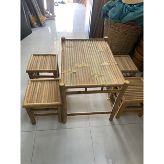 Bô bàn ghế tre quán ăn( bàn đứng 50*70+ 4 ghế đôn)❤️❤️❤️❤️
