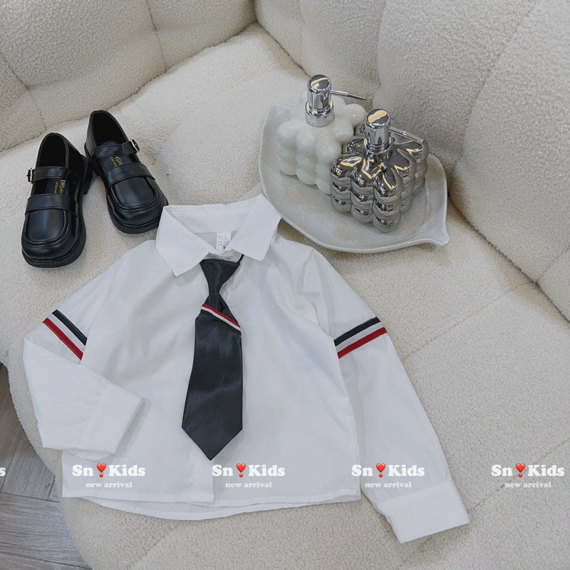 Sét bộ 3 chi tiết áo sơ mi trắng+ gile+chân váy cho bé gái