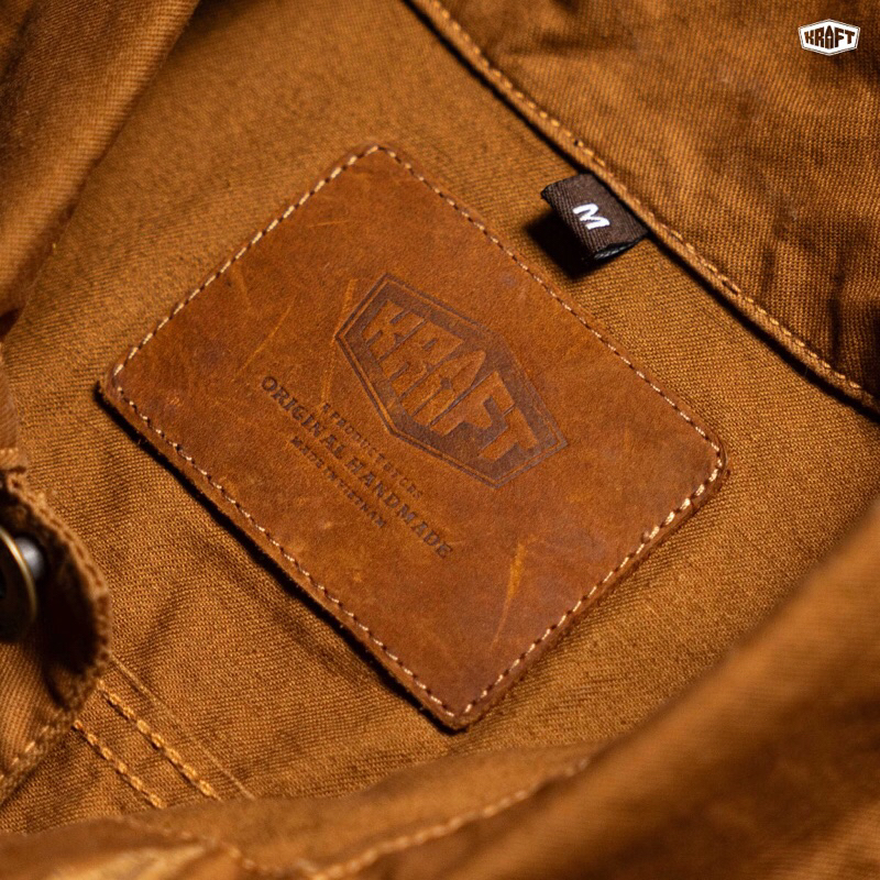 ÁO GHI LE KRAFT PHỐI DA BÒ NÚT ĐỒNG VINTAGE