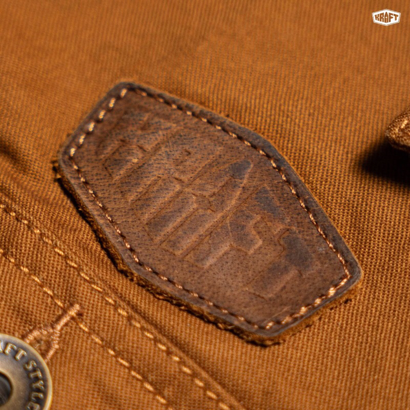 ÁO GHI LE KRAFT PHỐI DA BÒ NÚT ĐỒNG VINTAGE