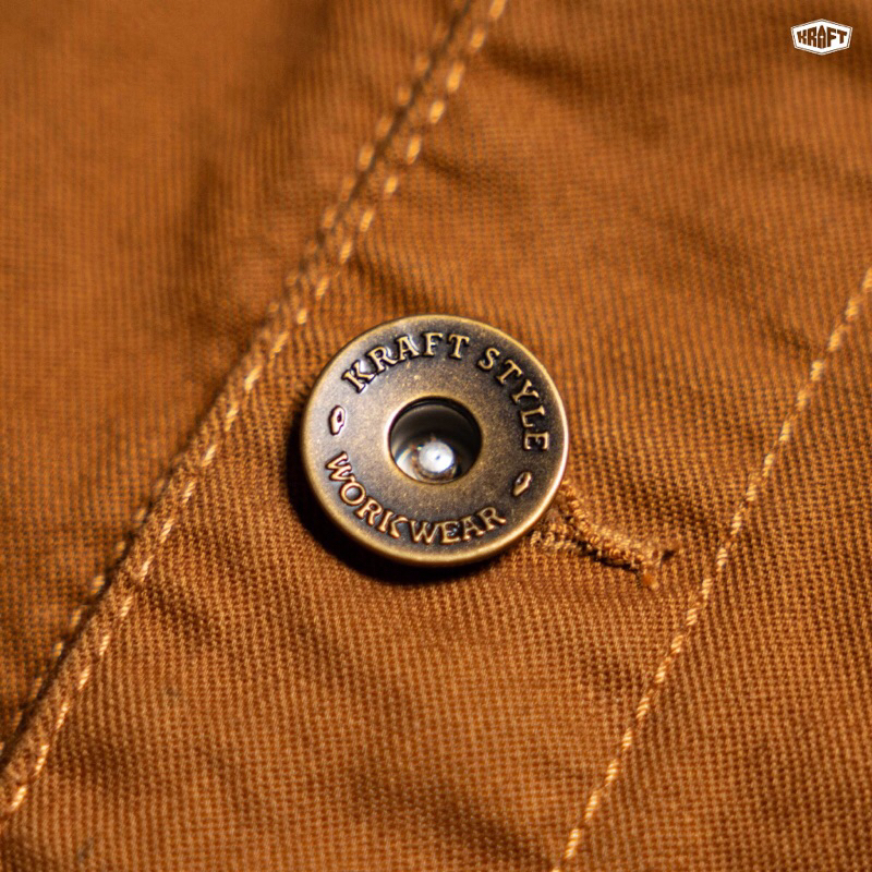 ÁO GHI LE KRAFT PHỐI DA BÒ NÚT ĐỒNG VINTAGE