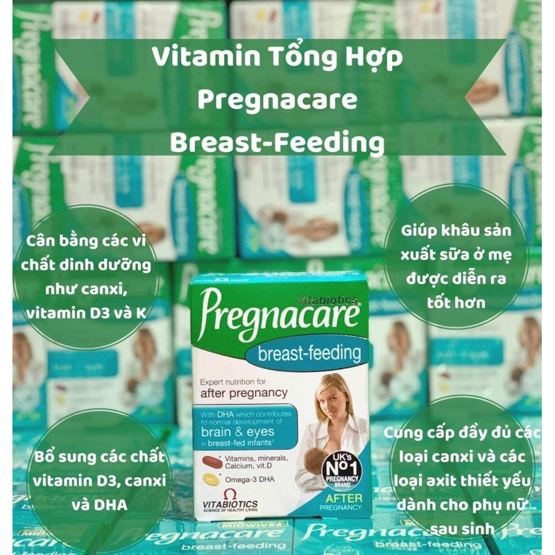 Vitamin Pregnacare cho mẹ sau sinh và cho con bú, Pregnacare Breastfeeding Uk Anh Quốc, hộp 84viên