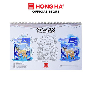 Vở vẽ xé dán gáy/ lò xo  A3 HỒNG HÀ / KLONG