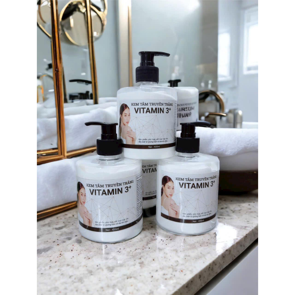 KEM TẮM TRUYỀN TRẮNG BODY VITAMIN 3+, CHAI 400ML