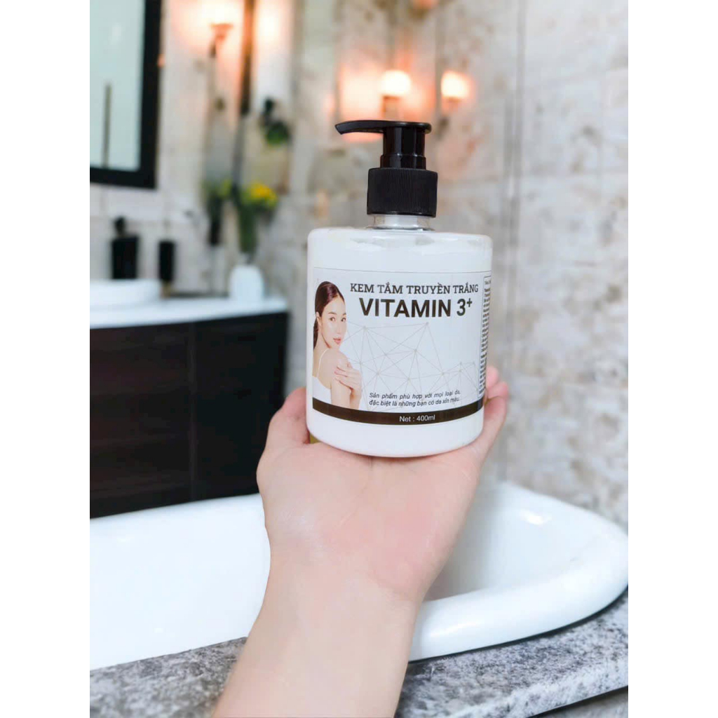 KEM TẮM TRUYỀN TRẮNG BODY VITAMIN 3+, CHAI 400ML