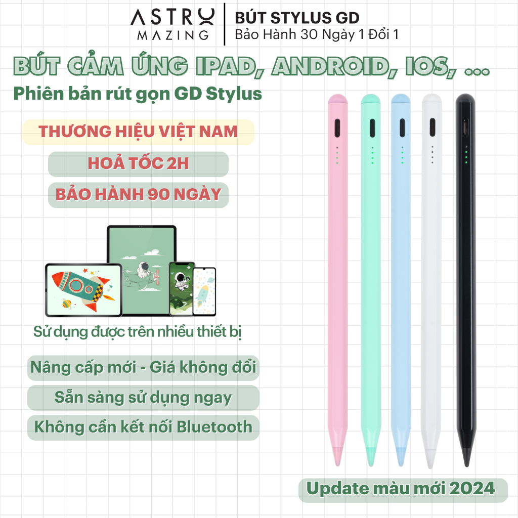 [Pencil 3] Bút cảm ứng Stylus ASTROMAZING dành cho thiết bị cảm ứng i.Pad Andoird iOS i.Phone
