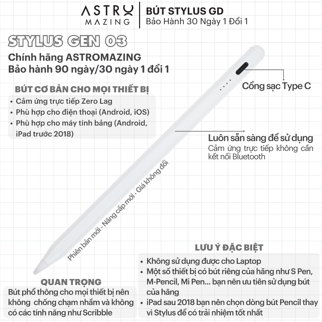 [Stylus GD] Bút Stylus ASTROMAZING dành cho mọi thiết bị cảm ứng