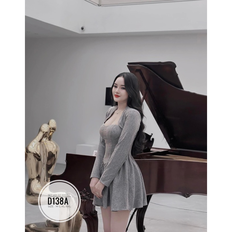 BIGSIZE Set đầm áo khoác D138A