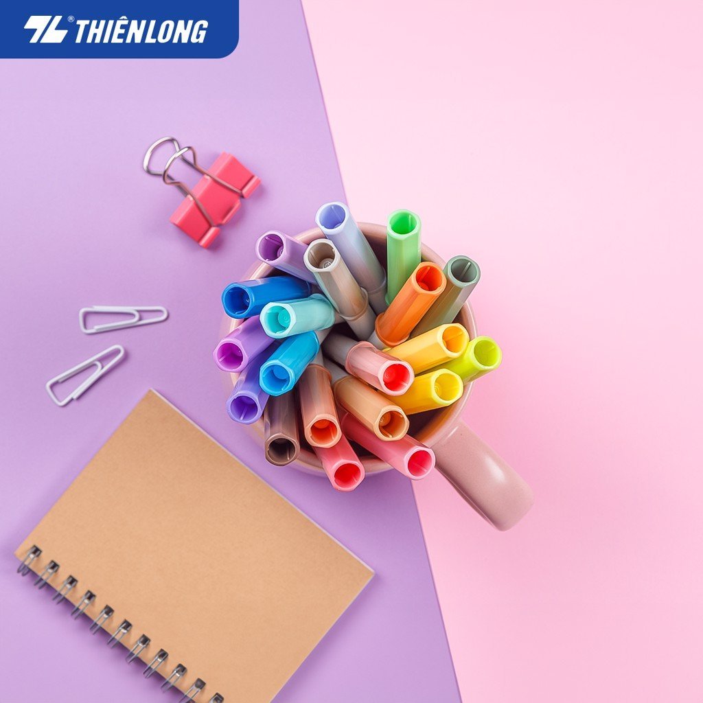 Bút Dạ Màu Bút Lông Màu 20 Màu SWMC008 Pastel Washable Fiber Pen Bút Lông Màu Rửa Được Thiên Long Camshop