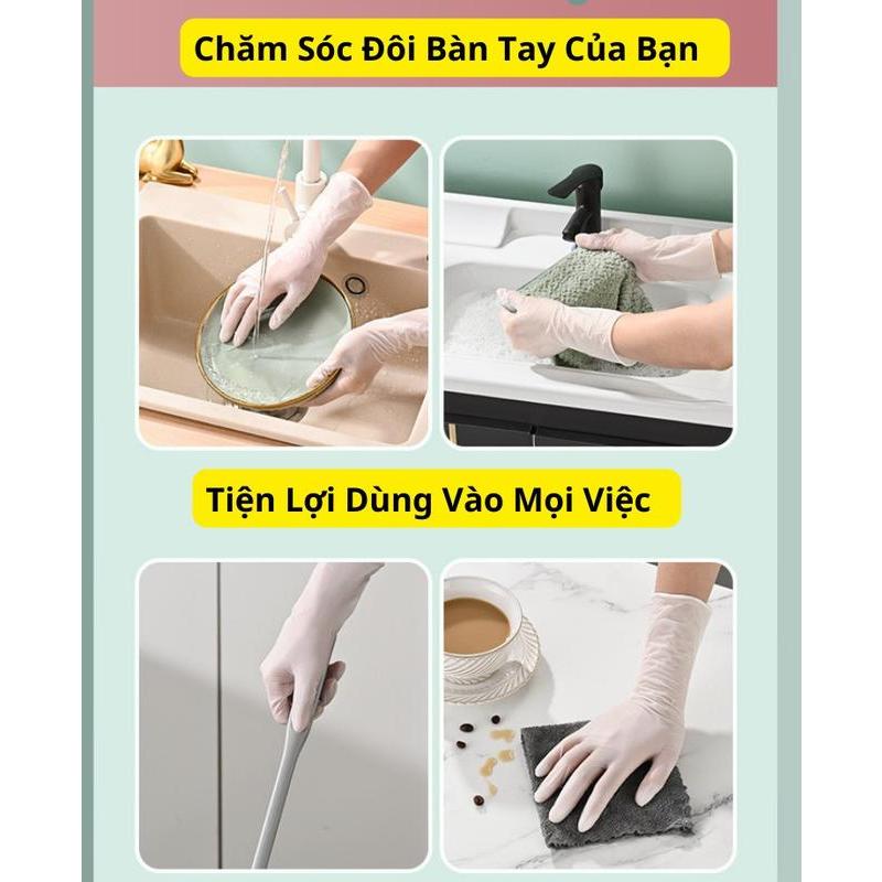 Găng Tay Cao Su Hộp 30 Cái Đa Năng Làm Bếp,Rửa Bát,Vệ Sinh Không Mùi