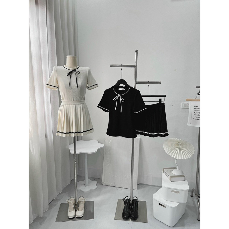 Sét cv ngắn xly có lót kèm áo thun tăm nơ siêu hot