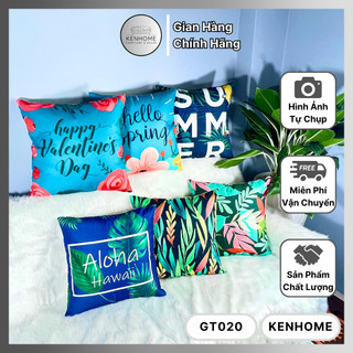 Gối Sofa In 2 Mặt Họa Tiết Summer, Gối Tựa Lưng Sofa Trẻ Trung Hiện Đại, Trang Trí Nhà Cửa, Kích Thước 45x45cm, KENHOME