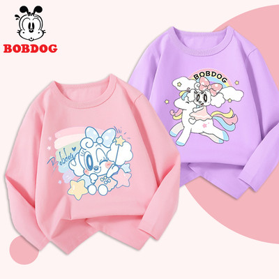Áo thun dài tay bé gái BOBDOG in hình cute cổ tròn chất liệu cotton mềm mịn co dãn 4 chiều cho bé