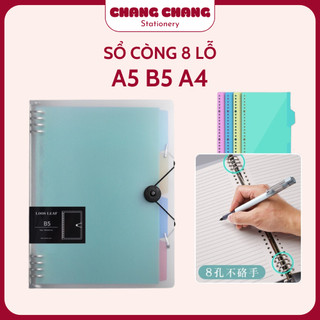 Sổ còng 8 lỗ văn phòng phẩm Chang Chang 60 tờ giấy A5 B5 A4, Còng làm sổ Planner Bullet Journal văn phòng phẩm