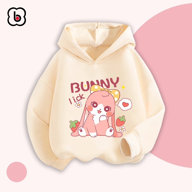 Áo nỉ cho bé BabyloveGO 2024 áo hoodie chất nỉ da cá dày dặn cho bé in hình Rabit
