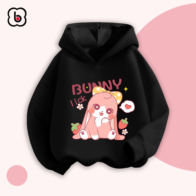 Áo nỉ cho bé BabyloveGO 2024 áo hoodie chất nỉ da cá dày dặn cho bé in hình Rabit