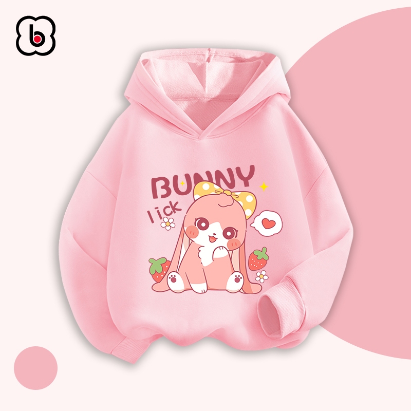 Áo nỉ cho bé BabyloveGO 2024 áo hoodie chất nỉ da cá dày dặn cho bé in hình Rabit